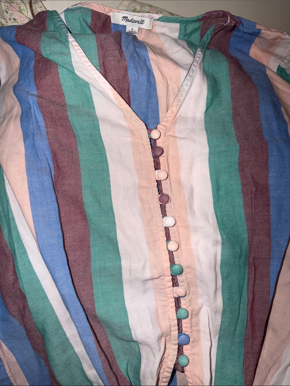 Striped Tie-Front V-Neck Crop Top - Picture 3 of 3